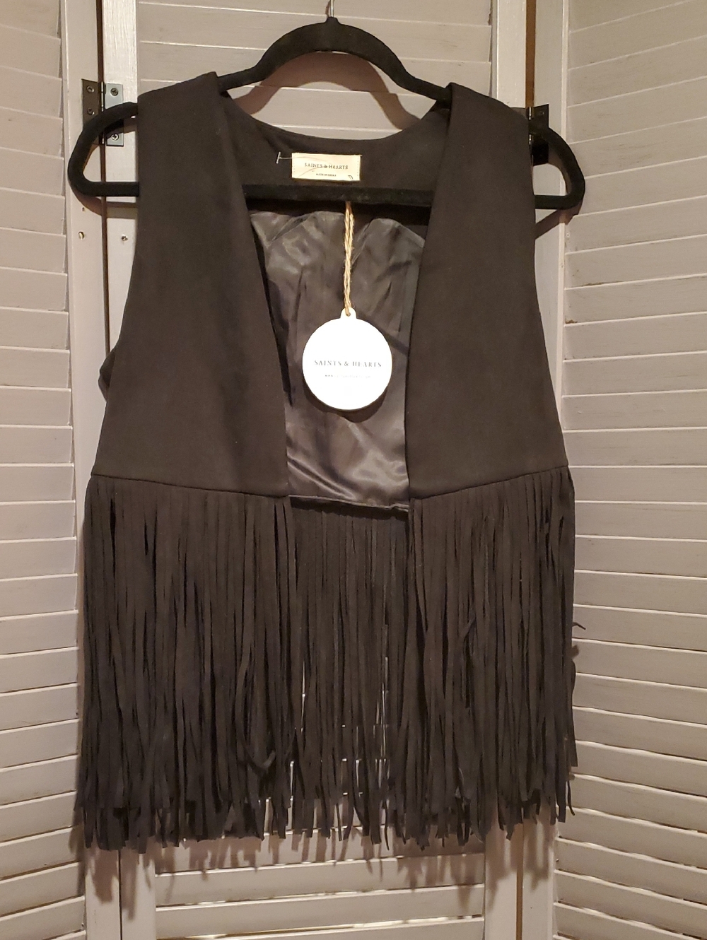 Saints & Hearts Black Fringe Vest Size: S  NWT